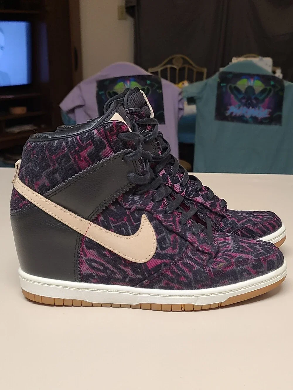 Nike Dunk Sky Hi Premium Purple Tribal wedge skateboard sneakers size 7